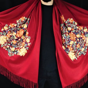 Rose Garden Embroider Scarf