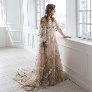 Floral Gown With Pearls