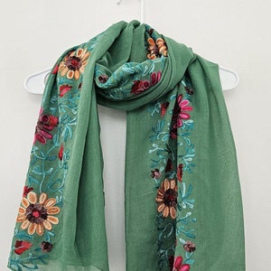 Embroidered Scarf Floral Embroidery Scarves For Women Fall Autumn Winter Gifts