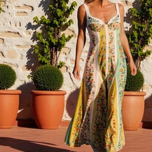 Floral Print Maxi Sling Dress: Boho Cottage Style Dress