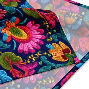 Embroidered Floral Bandana – Colorful Boho Folk Art Scarf, Festival Headband, Vibrant Flower Design Accessory